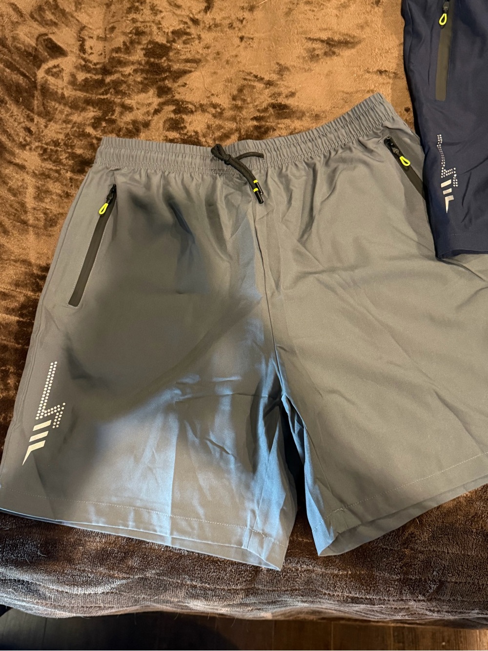 3 pairs Men's Athletic Gray Performance Shorts with Secure Zip Pockets